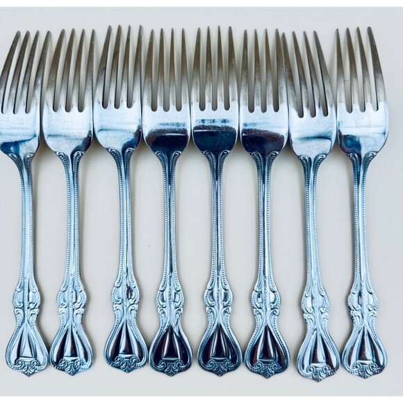 Set Of 8 Towle Old Colonial 18/10 Stainless 8" Dinner Forks Flatware - Picture 6 of 10